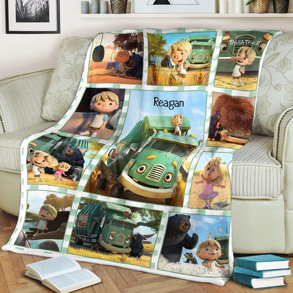 Trash Truck Personalized Trash Truck Fleece Blanket-image