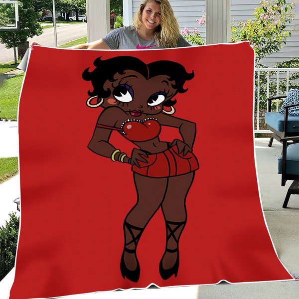 Betty Boop Blanket Afro American Fleece Home Decoration Travelling-image