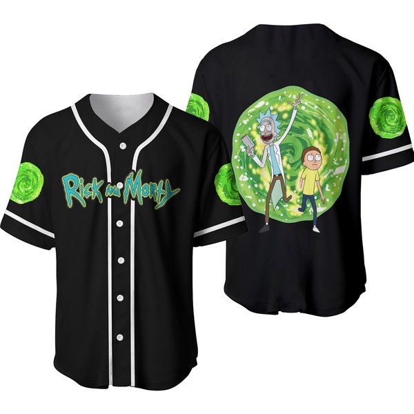 Cartoon Rick And Rickandmorty Black Jersey Baseball-image