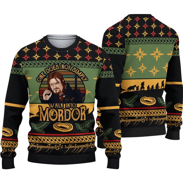 One Does Not Simply Walk Into Mordor Ugly Christmas Sweater-image