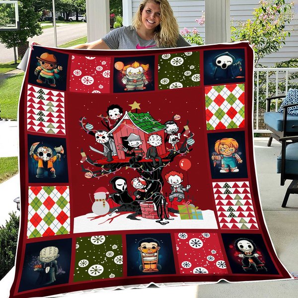 2023 Christmas Horror Movie Characters Fleece Blanket-image