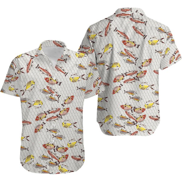Vintage 1940S Atomic Fish Cabana Rayon Hawaiian Shirt-image