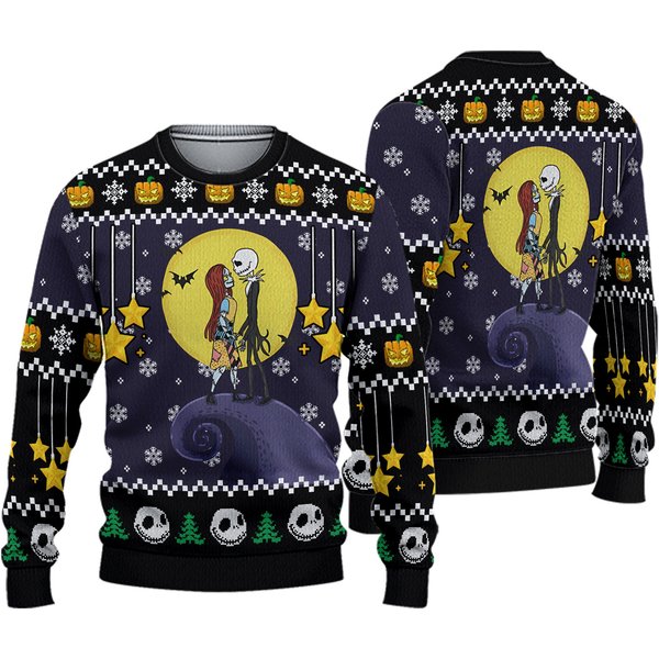 Romantic Nightmare Before Christmas Ugly Sweater-image