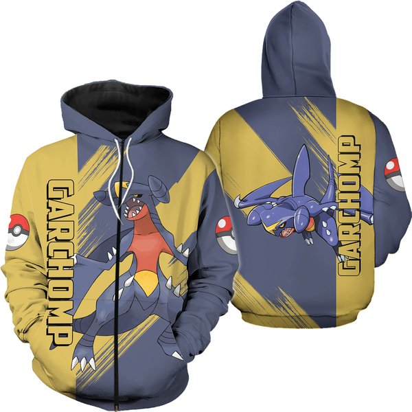 Pkm Garchomp Hoodie 3D Zip Hoodie-image