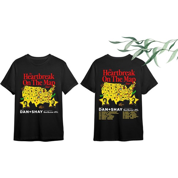 Dan + Shay 2024 Heartbreak On The Map Tour Shirt, Dan + Shay Band Fan-image