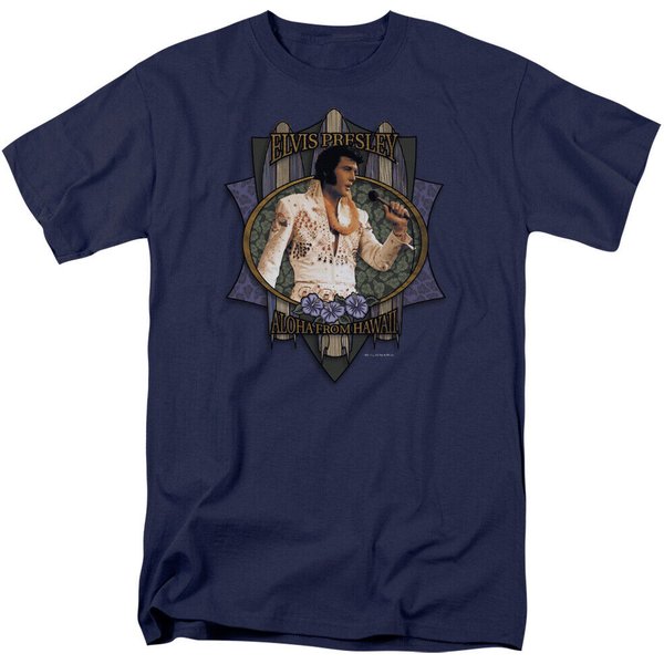 Elvis Presley Aloha From Hawaii T Shirt Mens Licensed The King Tee Navy-image