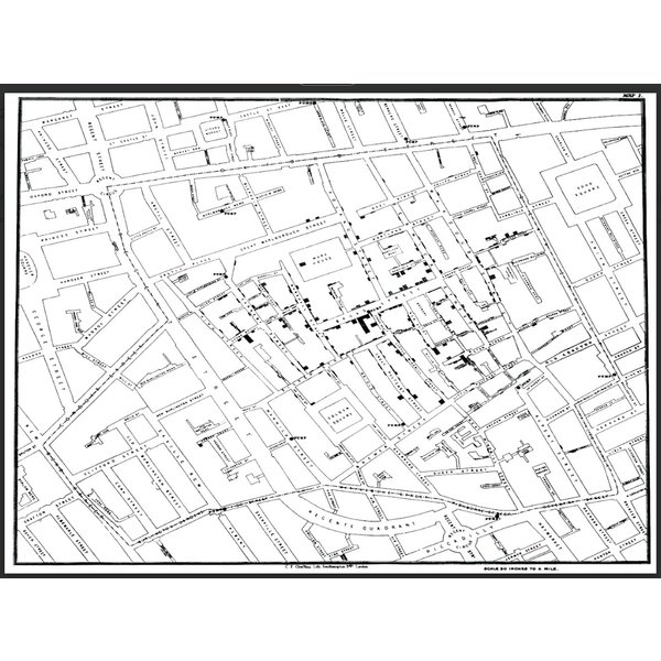 John Snow's Cholera Map (White-On-Black) Premium Matte Vertical Poster-image