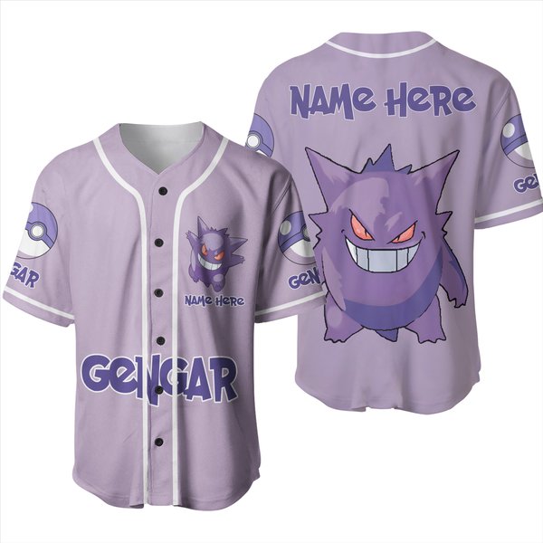 Custom Name Gengar Unisex Baseball Jersey-image