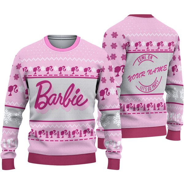 Barbie Custom Name Ugly Christmas Unisex Sweater-image