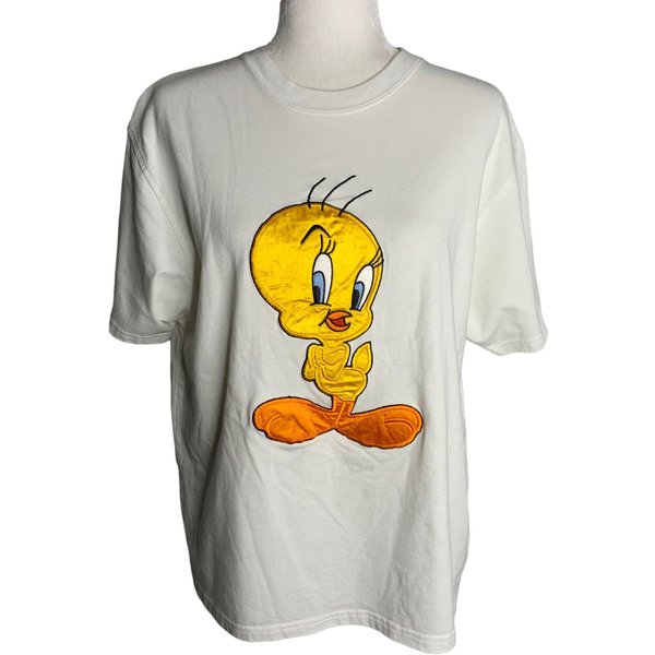 Vintage 90S Warner Bros Tweety Bird T Shirt Xl White Crewneck-image