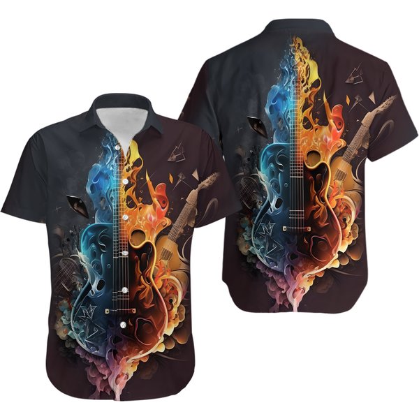 Flame Guitar Music Hawaiian Shirt-image