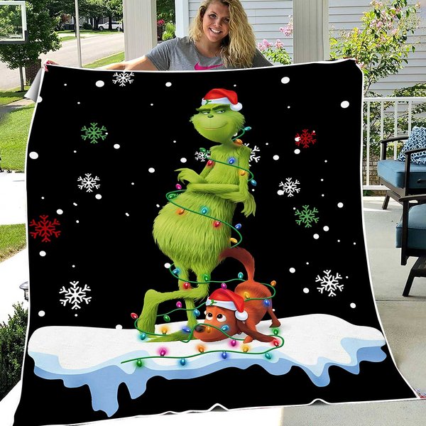Green Monster Fleece Funny Character Face Blanket-image