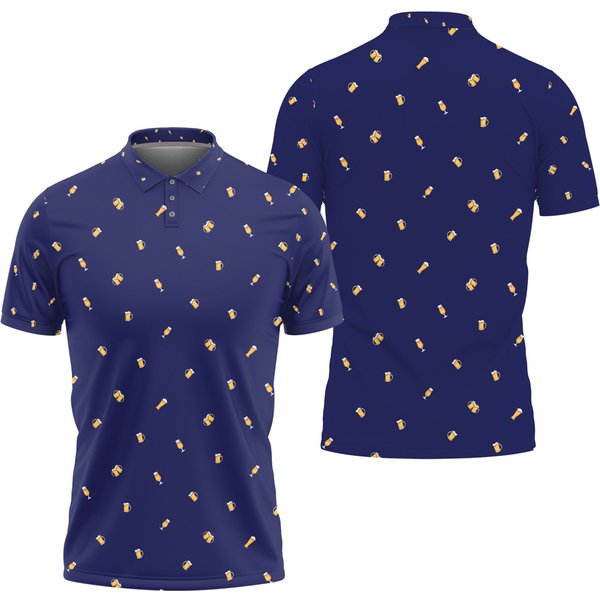 Gopory Beer Golf Shirts For Men Beer Shirt Hawaiian Polo Shirts-image