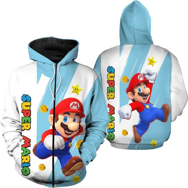 Super Mario Bros Cosplay 3D Zip Hoodie-image