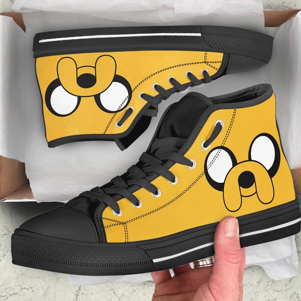 Adventure Time Shoes, Jake High Top Sneakers. Birthday Gift