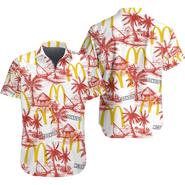 Mcdonald Tropical Flower Aloha Hawaiian Shirt-image