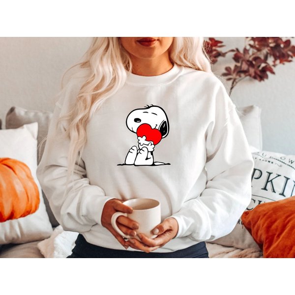 Snoopy Heart Sweatshirt, Snoopy Sweatshirt, Cute Valentines Day Sweatshirt-image