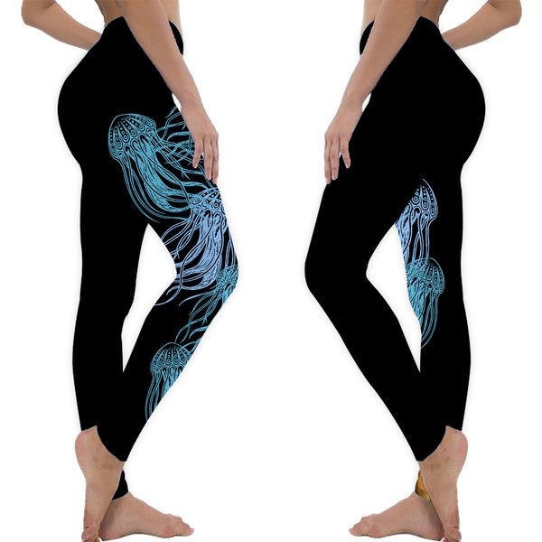 Glow In The Dark Jellyfish Full Leg Fitness Leggings-image