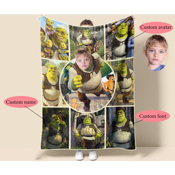 Personalized Monster Shrek Blanket With Name-image