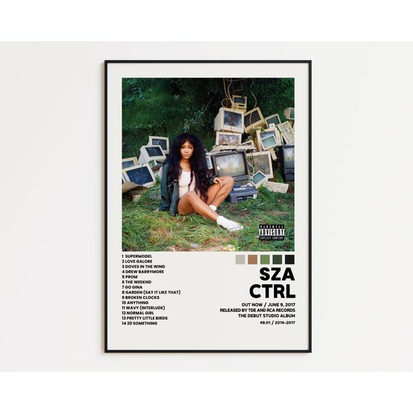 Sza Cover Poster, Cntrl Album Wall Print, Tracklist Poster-image
