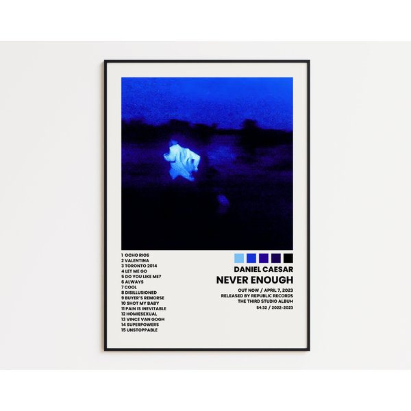 Daniel Caesar Cover Poster, Never Enough Album Wall Print, Tracklist Poster-image