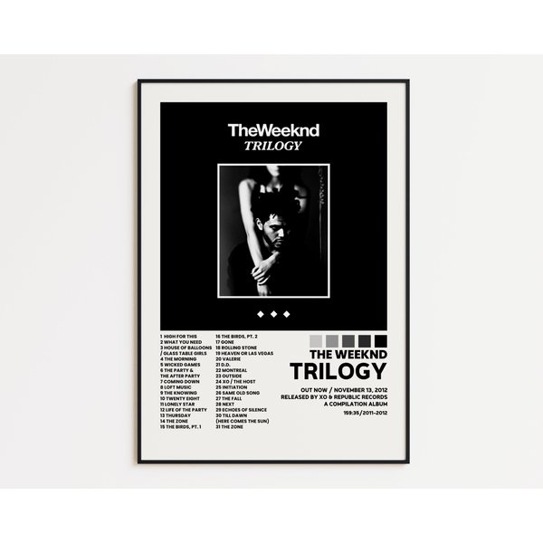 Weeknds Cover Poster, Trilogy Album Wall Print, Tracklist Poster-image