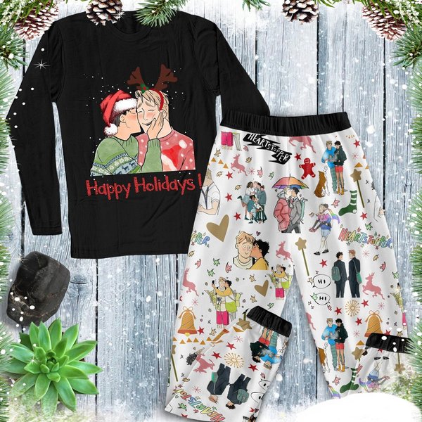 Lgbt Christmas Pajamas, Heartstopper Holiday Pajamas, Lgbt Heartstopper Family Pajamas Set