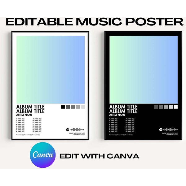 Album Cover Poster Canva Template | Custom Digital Music Artwork | Personalized Album Design-image