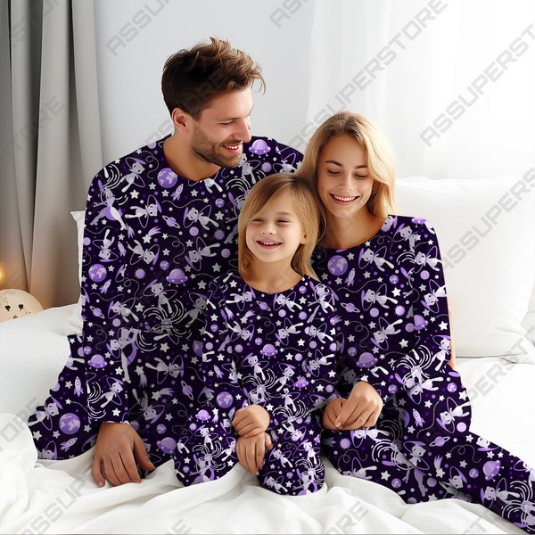 Mew Kawaii Mystery Pajamas For Adult And Kids Mewtow Purple