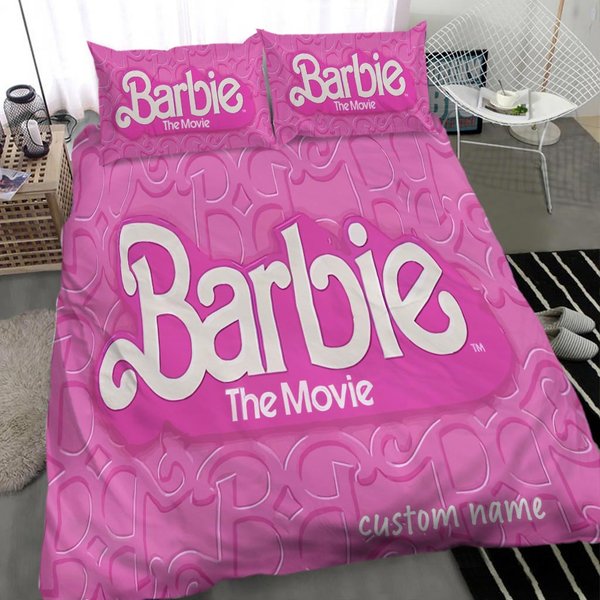 Personalize Barbie Pattern Bedding Set-image