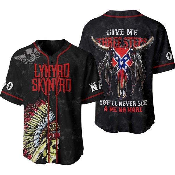 Personalized Lynyrd Skynyrd Gimme Three Steps Baseball Jersey-image