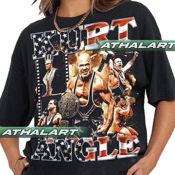 Limited Kurt Angle Vintage 90S T-Shirt, Gift For Woman-image