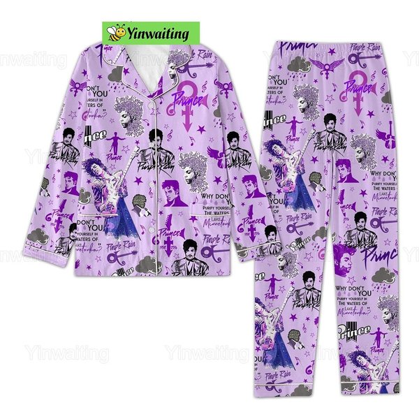 Christmas Pur Rain Pajamas, Prince Holiday Pajamas Set-image