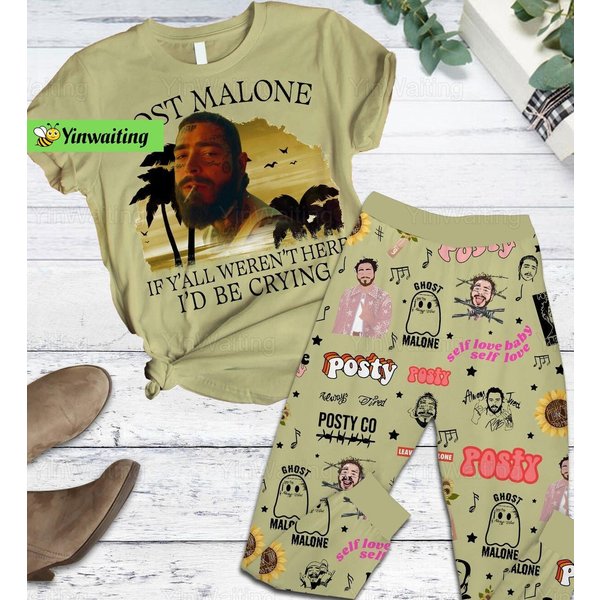 Christmas Post Malone Pajamas, Post Malone Shirt, Posty Howdy Pajamas Set-image