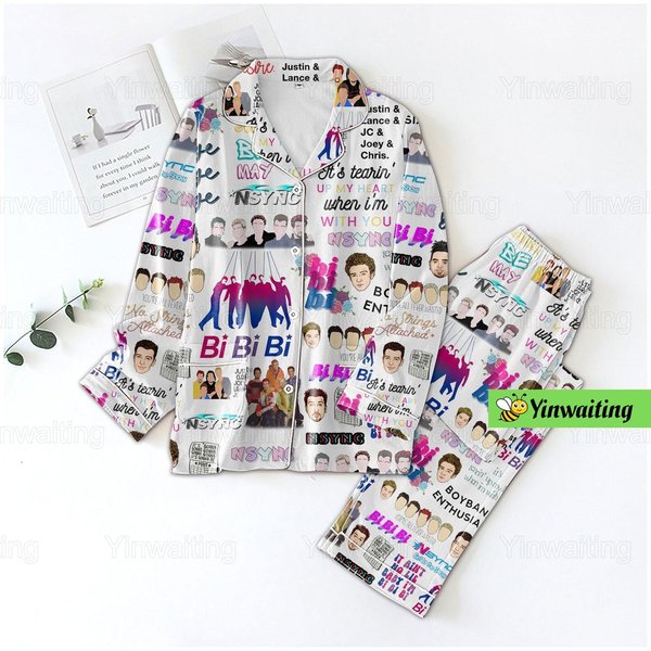Christmas Nsync Pajamas Set, Team Nsync Pajamas, Nsync Band Holiday Pajamas Set