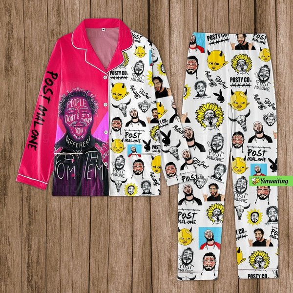 Post Malone Pajamas, Post Malone Pajamas Set, Posty Howdy Holiday Pajamas Set-image
