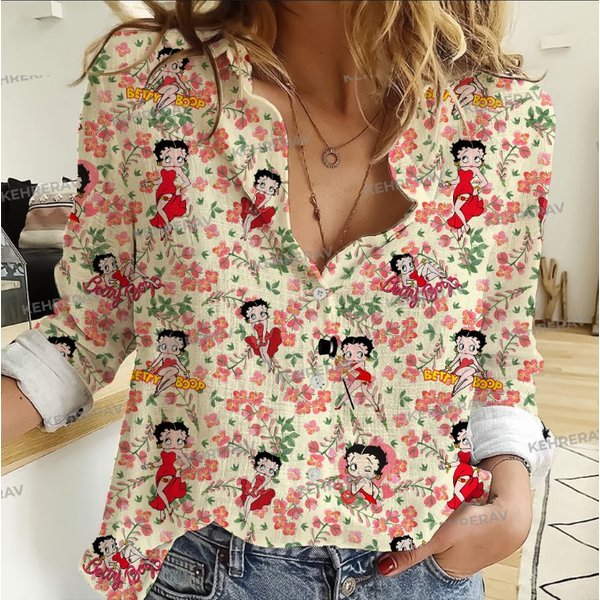 Yellow Floral Betty Boop 3D All Over Print Shirt,Betty Boop-image
