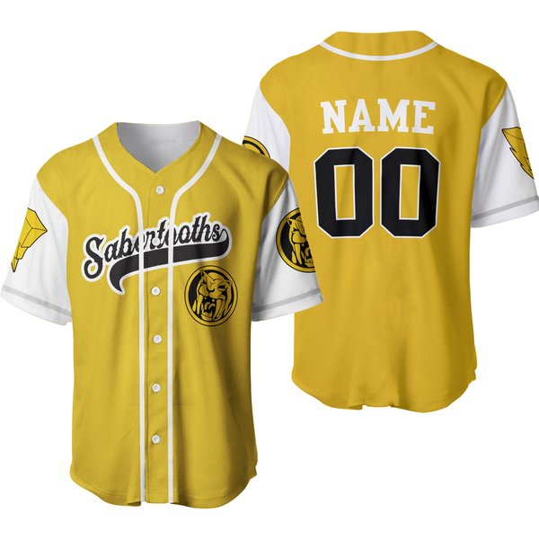 Personalized Power Rangers Yellow Ranger Baseball Jersey-image
