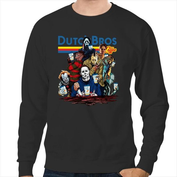 Horror Movies Characters At D Bros Coffee Halloween Sweatshirt-image