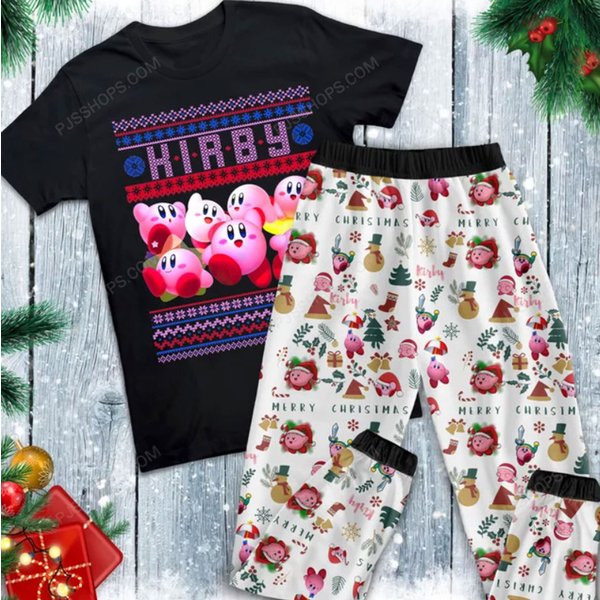 Kirby Holiday Pajamas Set, Kirby Personalized Family Pajamas