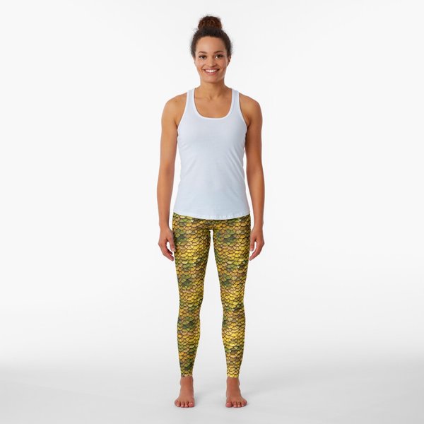 Gold Shiny Glimmering Dragon Scales Leggings, Custome Leggings-image