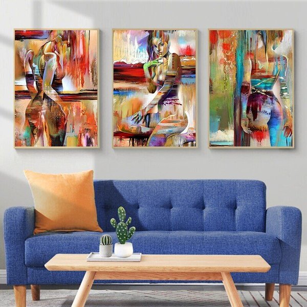 Modern Abstract Sexy Women Canvas Painting Wall Poster Print Art Canvas Wall Art-image