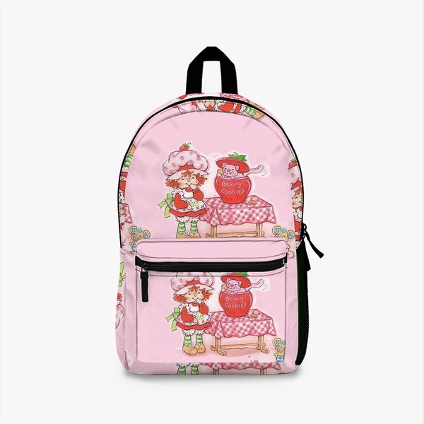 80S Aesthetic Strawberry Shortcake Cookies Pink Backpack-image