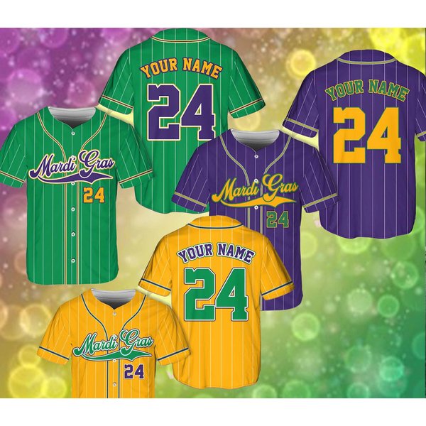 Personalized Mardi Gras Baseball Jersey, Mardi Gras Baseball Jersey-image