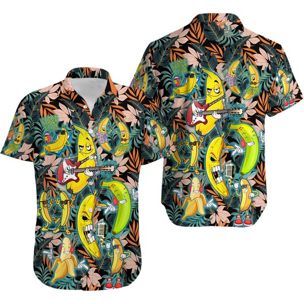 Funny Banana Play The Guitar Hawaiian Shirt-image