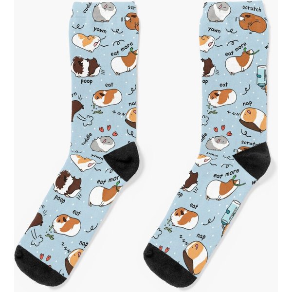 Guinea Pig Daily To-Do List - Blue Background Socks-image