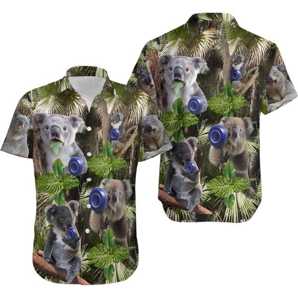 Play Lawn Bowling Koala In Jungle Summer Beach Hawaiian Shirt-image