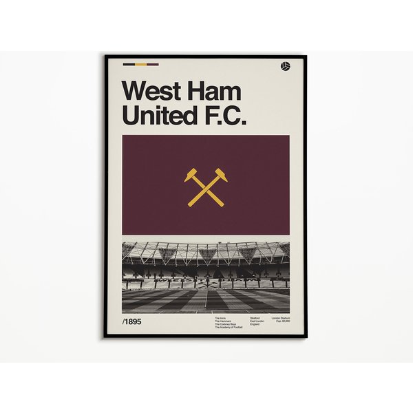 West Ham United Poster | London Stadium Poster | Minimalist Football Wall Art | Soccer Print | Wall Decor | Flexible Sizes-image