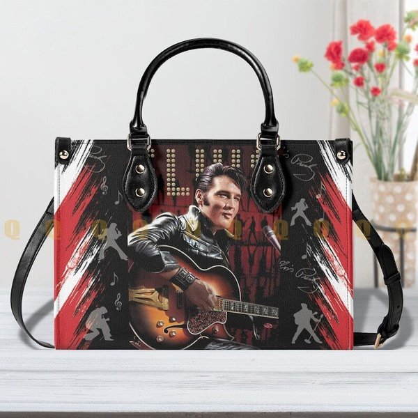 Elvis Presley Leather Handbag, Rock Elvis Gift Handbag-image