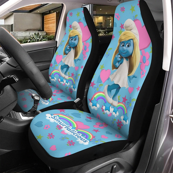 Smurfette Car Seat Cover, Smuurfs Cartoon Car Seat Covers (Set Of 2)-image